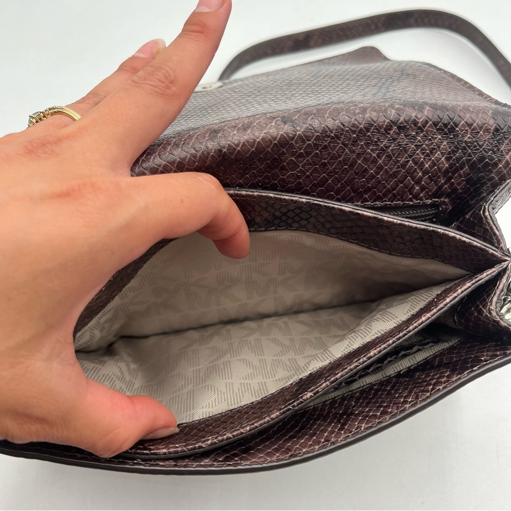 Michael Kors Brinkley Md Python Embossed Leather … - image 8